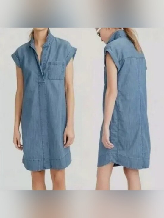 J. Crew Dresses & Skirts - J.Crew Chambray Cuffed Sleeve Shirt Dress Size XXS